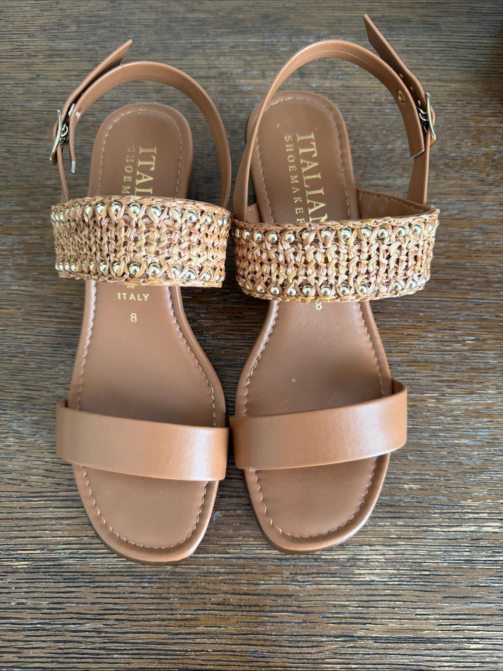 Italian Shoemakers Tan Braided Strap Sandals